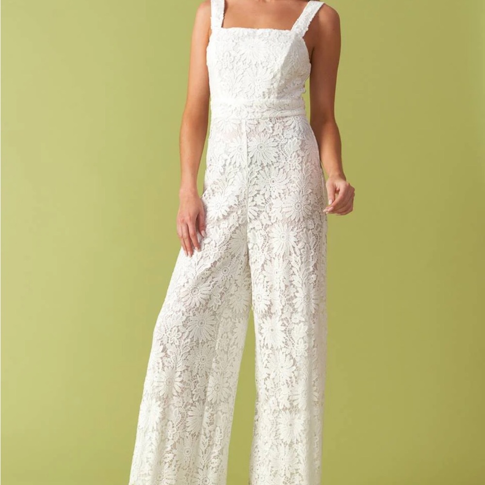 MINKPINK lace overlay cropped jumpsuit